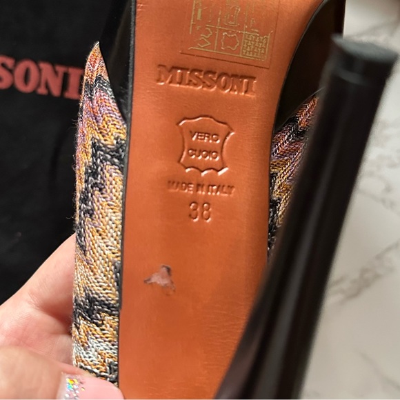 Missoni Multicolor Knit Slingback Peep Toe Heels - Size 8 - Picture 8 of 8